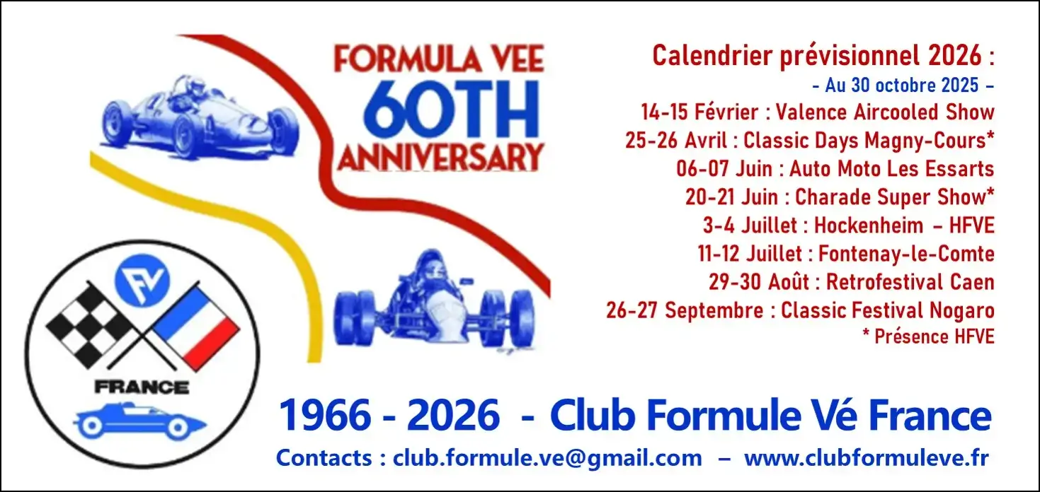 Club Formule Vé France - Calendrier 2026 au 30 octobre 2025 (Bis)